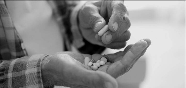 Hands sort through daily medications, feature for an article on top management strategies.